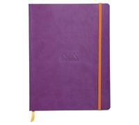 RHODIA 117510C - Purple Flexible Notebook - 19x25 cm - Lined - 160 pages - Clairefontaine Ivory Paper 90 g/m - Bookmark, Elastic Closure - Faux Leather Cover - Rhodiarama Collection