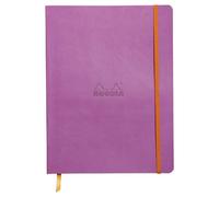 RHODIA 117511C - Lilac Flexible Notebook - 19x25 cm - Lined - 160 pages - Clairefontaine Ivory Paper 90 g/m - Bookmark, Elastic Closure - Faux Leather Cover - Rhodiarama Collection