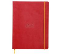 RHODIA 117513C - Poppy Soft Notebook - 19x25 cm - Lined - 160 pages - Clairefontaine Ivory Paper 90 g/m - Bookmark, Elastic Closure - Faux Leather Cover - Rhodiarama Collection
