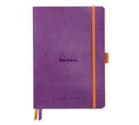 RHODIA 117579C - Soft Notebook Bullet Journal Goalbook Purple - A5 - Dotted Dot - 240 pages - Clairefontaine White Paper 90g - 2 Ribbons, Elastic Closure - Faux Leather Cover