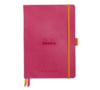 RHODIA 117581C - Soft Notebook Bullet Journal Goalbook Raspberry - A5 - Dotted Dot - 240 pages - Clairefontaine White Paper 90g - 2 Ribbons, Elastic Closure - Faux Leather Cover