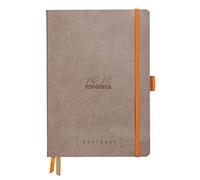 RHODIA 117573C - Soft Notebook Bullet Journal Goalbook Taupe - A5 - Dotted Dot - 240 pages - Clairefontaine White Paper 90g - 2 Ribbons, Elastic Closure - Faux Leather Cover