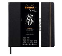 RHODIA TOUCH 116117C - Rigid Carb'On Book 21x21 cm - 112 pages - Clairefontaine Carb'On Plain Black Paper 120 g/m - Double Grain Suitable for Dry, Pencil, Sanguine, Pastel Techniques