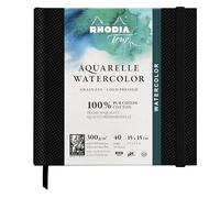 RHODIA TOUCH 116142C - Watercolour notebook - 100% cotton - fine grain - 300 gsm - 15 x 15 cm - 40 non-microperforated pages - Watercolour Book hardcover