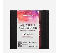 Rhodia Touch : Watercolour Book : 100% Cotton : 15x15cm (Apx. 6x6in) : 20 Sheets : 300gsm : Hot Pressed