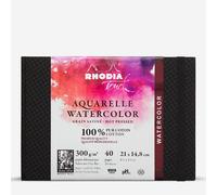 Rhodia 116155C - Rhodia Touch Watercolor Book, 100% cotton satin grain paper 300g - A5 landscape, 40 pages sewn booklet with stiff edge