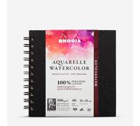 Rhodia Touch : Watercolour Book : 100% Cotton : Spiralbound : 15x15cm (Apx. 6x6in) : 20 Sheets : 300gsm : Hot Pressed