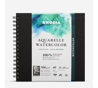 Rhodia Touch : Watercolour Book : 100% Cotton : Spiralbound : 21x21cm (Apx. 8x8in) : 20 Sheets : 300gsm : Cold Pressed