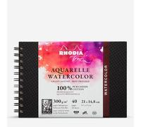 Rhodia Touch : Watercolour Book : 100% Cotton : Spiralbound : A5 Landscape : 20 Sheets : 300gsm : Hot Pressed
