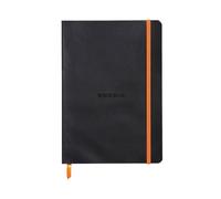 RHODIA 117402C - Black Flexible Notebook - A5 - Lined - 160 pages - Clairefontaine Ivory Paper 90 g/m - Bookmark, Elastic Closure - Faux Leather Cover - Rhodiarama Collection