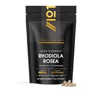 Rhodiola Rosea Extract 5000mg - 3% Rosavins 1% Salidroside - 60 Vegan Capsules - Made with BioPerine® for Enhanced Absorption - By Alpha01