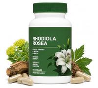 Rhodiola Rosea Supplement 60 Capsules- Adapted Herbal Formula | each capsule contains 500mg of Rhodiola Rosea extract to relieve stress, boost focus, natural energy, and immunity - Non-GMO
