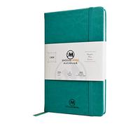 Rhodium Mines A5 Notebook, Lined, (20.8cm x 13.1cm), Hardback | Premium 100gsm Thick Ivory Paper, Classic Ruled Writing Journal, Hardcover, PU Leather, (TURQUOISE)