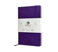 Rhodium Mines A5 Notebook, Lined, (20.8cm x 13.1cm), Hardback | Premium 100gsm Thick Ivory Paper, Classic Ruled Writing Journal, Hardcover, PU Leather, (PURPLE)