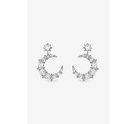 Rhodium Plated and Cubic Zirconia Celestial Drop Earrings Jon Richard Silver One Size