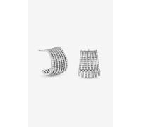 Rhodium Plated and Cubic Zirconia Multirow Hoop Earrings Jon Richard Silver One Size
