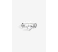 Rhodium Plated Solitaire Twist Band Engagement Ring Jon Richard Silver L