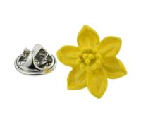 Rhodium Plated Yellow Welsh Daffodil Flower Wales Lapel Pin Badge. Single Unit. X2AJTP983