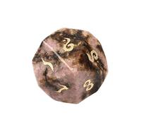Rhodonite Crystal Dice - Hand-Carved Gemstone Dice D4 D6 D8 D10 D12 D20 Percentile or 7PCS Polyhedral Set for DND & Tabletop RPG(D10Face)