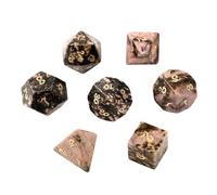 Rhodonite Crystal Dice - Hand-Carved Gemstone Dice D4 D6 D8 D10 D12 D20 Percentile or 7PCS Polyhedral Set for DND & Tabletop RPG(Sevensuits)
