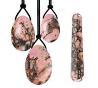 Rhodonite Yoni Egg Massage Yoni Wand for Women Pelvic Floor Muscle Kegel Exercise Natural Jade Stone Massage Ball-Drilled Set no Box