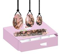 Rhodonite Yoni Egg Massage Yoni Wand for Women Pelvic Floor Muscle Kegel Exercise Natural Jade Stone Massage Ball-Drilled Set with Box