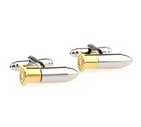Rhoidum Plated Two Tone Bullet Design Cufflinks supplied in an Organza Bag