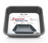 Rholet Square Cake Tin 20cm - 8x8 Baking Tin Non-Stick, 2 Inch Deep - Cake Pan Carbon Steel with 0.5 mm Thickness for Brownies, Cupcakes, Christmas, Mac n Cheese