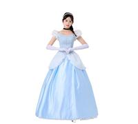 Rhomba Women's Cosplay Costume Classic Enchanted Cinderella Princess Ball Gowns for Halloween Party with Glitter (Blue, Large)