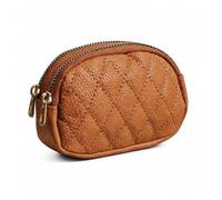 Rhombic Quilted Leather Cents Purse, Brown