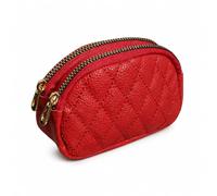Rhombic Quilted Leather Cents Purse, Wine Red