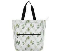 Rhomboid Green White Eucalyptus Kids Tote Bag Piano Book Bag for Boys Girls Women Sturdy Library Book Tote Bag Shoulder Bag with Pockets for School and Playtime Rainbow