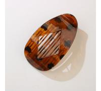 Rhombus flat oval hairpin back head disc hair duck bill clip shark clip hair accessories (#5 Transparent yellow leopard print)