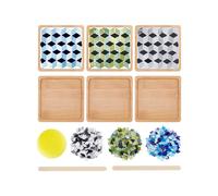 Rhombus Mosaic Tiles Coaster Kit DIY Mosaic Bamboo Coaster Kits Mosaics Coaster Making Kit,for Adults Handmade Decor