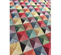Rhombus Square Woven Gobelin Fabric Material for Upholstery Curtains - 280cm Extra Wide - Big Square Weave Jacquard (PER METRE)