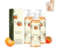 Rhoms Natural Persimmon Body Wash, Unisex Odor-Neutralizing Shower Gel, refreshes underarms, feet and intimate areas for post-workout, daily shower and full-body cleansing for all skin (3Pc)