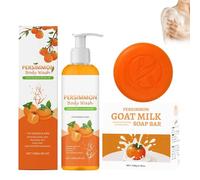 Rhoms Persimmon Soap and Persimmon Body Wash Set, Persimmon Soap for Old People, Moisturizing Body Cleanser, Japanese Persimmon Soaps for Nonenal, Softens and Protects Skin (1 Set)