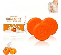 Rhoms Persimmon Soap For Old People Smell, Japanese Persimmon Soap For Nonenal, Persimmon Goat Milk Soaps, Moisturizing Body Cleanser, Deep Cleansing, Gentle Body Wash For Men & Women (3pc, 100g)