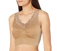 Rhonda Shear Women's Plus Size Lace Trim Ahh Bra, Beige, 3X