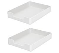 RHONZHAO Desk Letter Tray, 2 PCS A4 Size Plastic Stackable File Document Organizer, Office Desktop File Paper Holder, Anti-Skid Stacking Support for Office Supplies (2X White)