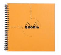 RHORHODIA 193608C - Spiral Notebook (Full Binding) Reverse Book Orange - 21x21 cm - Small Squares - 160 Detachable Pages - 80g Clairefontaine Paper - Soft and Resistant Cover - Classic