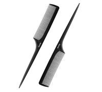 RHOS Rat Tail Combs for Parting, Fine Tooth Teasing Comb with Pick, 2 Pack Hair Styling Combs Set for Women and Men, Black, ABS Material