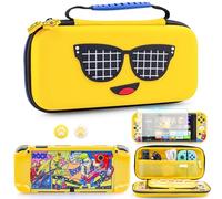 RHOTALL 7 in 1 Yellow Banana Carrying Case Set for Nintendo Switch OLED,Portable Traveler Accessories Bundle Cover Storage Bag,Hard Shell Dockable Case,Screen Protector,2 Thumb Caps-for Fortnite