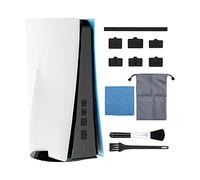RHOTALL Dust Plugs Kit for PS5 Console, USB HDMI AC LAN Port Dust Protector, Silicone Dustproof Plug Accessories for PS5 with 7 Dust Plugs, 2 Brushes, 1 Rag and 1 Accessories Storage Bag - Black