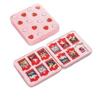 RHOTALL Pink Strawberry Game Card Case for Nintendo Switch/OLED/lite/Switch 2, Cute 12 Game and SD Cards Holder Cartridge Box, Portable Magnetic Closure Switch Case for girls