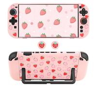 RHOTALL Strawberry Dockable Case for Nintendo Switch 2 2025,Pink Protective PC Shell Case,Slim Design Cute Controller Cover with Detachable joycon Compatible with Switch 2 7.9 Inch, for girls