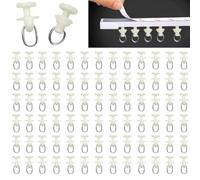 RHQFDM 100 Pack White Curtain Track Gliders, 11mm Plastic Curtain Rail Gliders with Metal Rings, for Caravan, Window, Door & Shower Curtains (No Rollers)