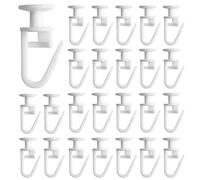 RHQFDM 100 Pcs Curtain Gliders Curtain Rail Slider Hooks Curtain Gliders with Folding Hooks Curtain Track Glider Hooks for 11mm Curtain Rails, White, 11 x 25 mm