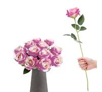 RHQFDM 12 Bundles Artificial Red Roses,51cm Long Stemmed Artificial Roses,Artificial Silk Flowers,Artificial Flowers Like Real,Fake Roses for Home,Garden and Wedding Decoration(Dark Pink)