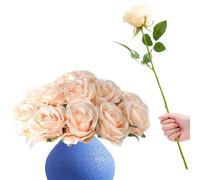 RHQFDM 12 Bundles Artificial Red Roses,51cm Long Stemmed Artificial Roses,Artificial Silk Flowers,Artificial Flowers Like Real,Fake Roses for Home,Garden and Wedding Decoration(Light Champagne)
